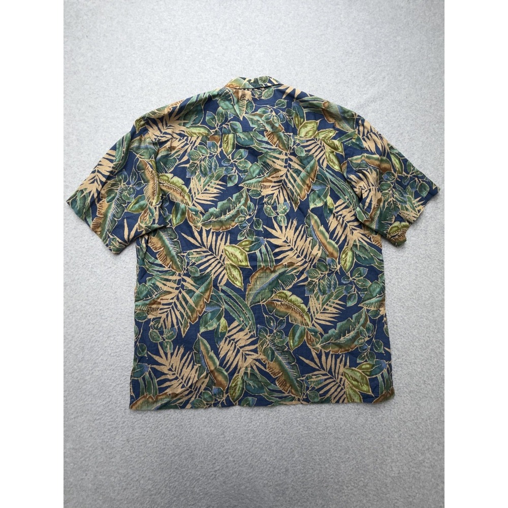 Tori Richard Shirt Mens Large‎ Blue Tropical Leaf Hawaiian Short Sleeve Button - Picture 7 of 8
